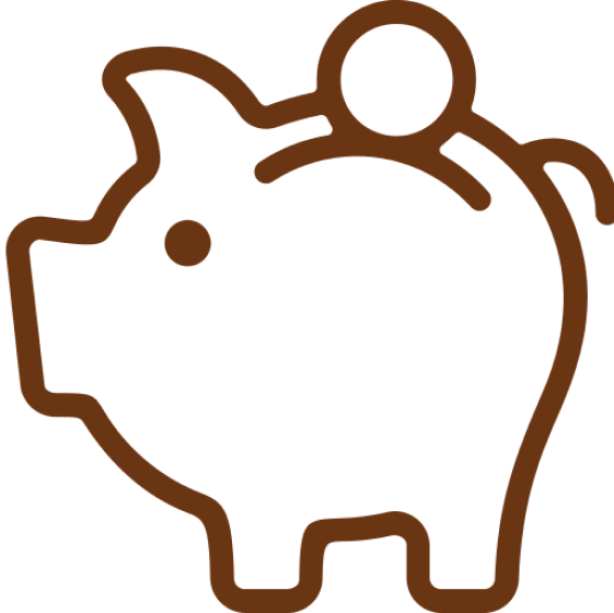 a brown piggy bank with a black background
